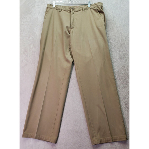 Lee Khakis Pants Women's Size 36 Tan Cotton Pockets Custom Fit Straight Leg Logo - Picture 1 of 10
